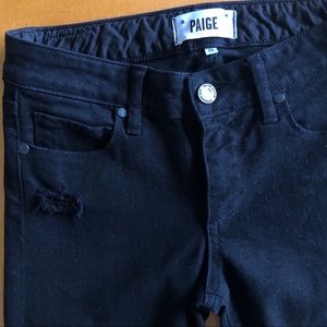 PAIGE denim black destructed skinny jeans